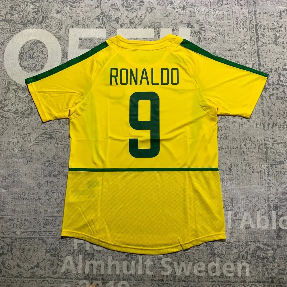 Nike Brazil Ronaldo 9 Soccer Jersey Mens Large Yellow 2002 World Cup NWT
